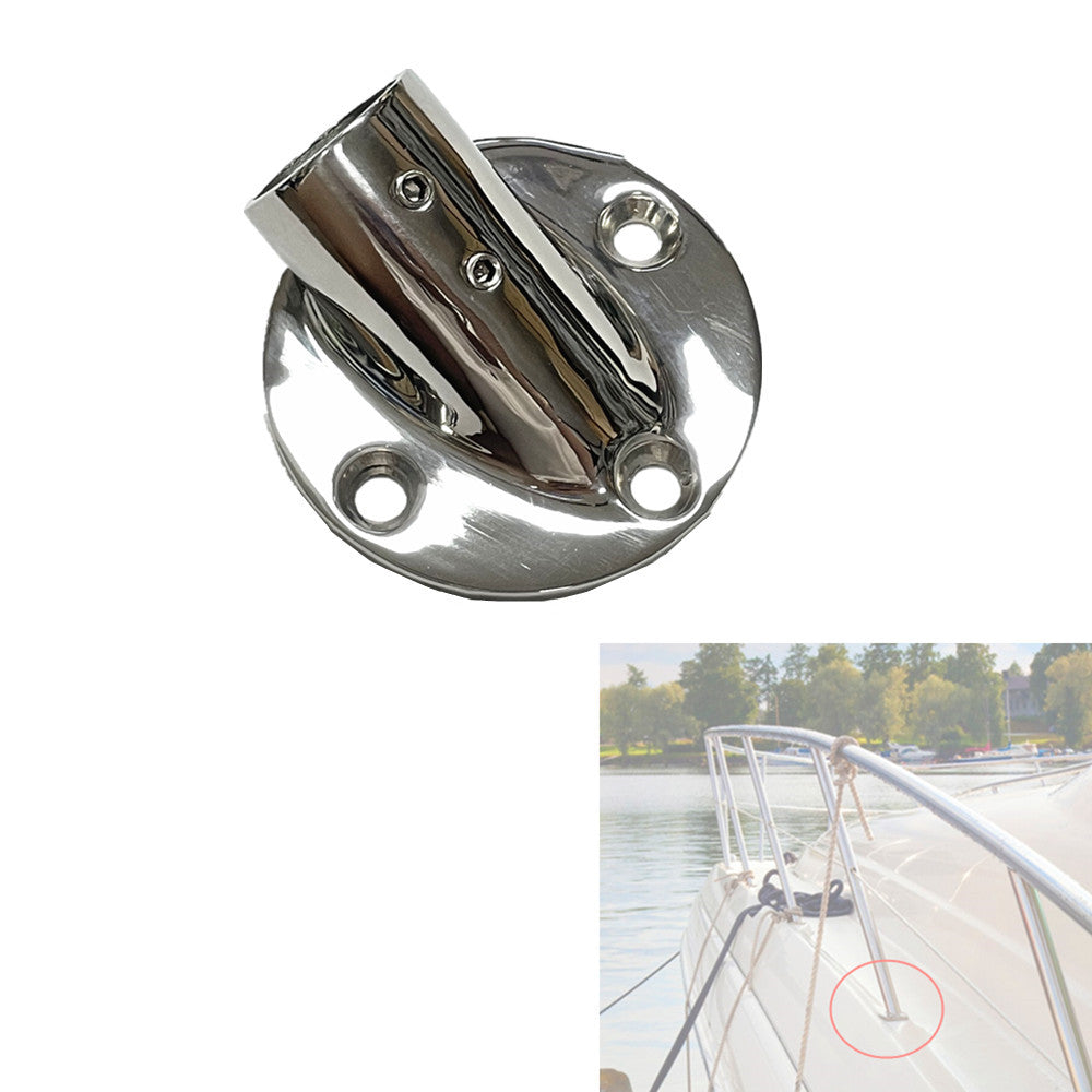 Boat Round Hand Rail Base Heavy Dudy Marine Hand Rail Fittings 30 Degree, Stainless Steel, 1 Pcs