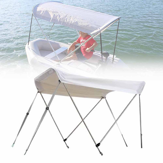 Sunshade Canopy Bimini Top for Canoes, Boat Kayak 2 Bow Bimini Replacement Top with Frame Hardware for Fishing Awning, 55"L x 39"W x 45"H