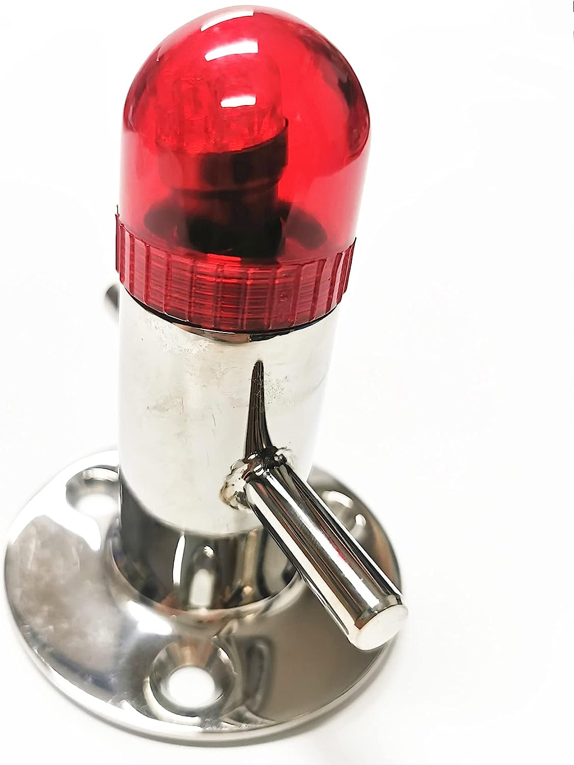 Boat Stainless Steel Cross Bollard Cleat Mooring Bit with 4" Diffused Red LED Light, 3-3/16" Round Base Plate