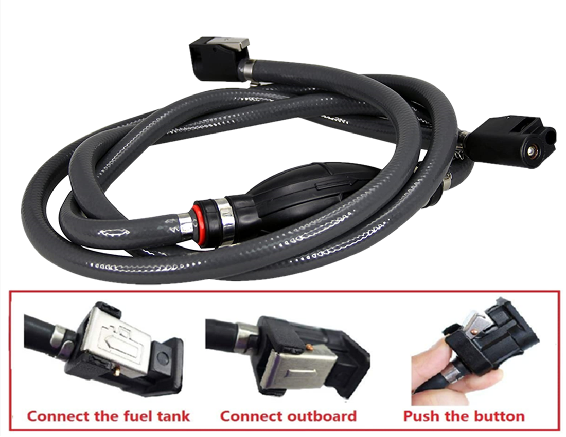 Boat Fuel Line Assembly Kit, 3/8" Inner Dia, Primer bulb with 10ft Hose and Yamaha Connector, Fit for Yamaha Outboard Motors