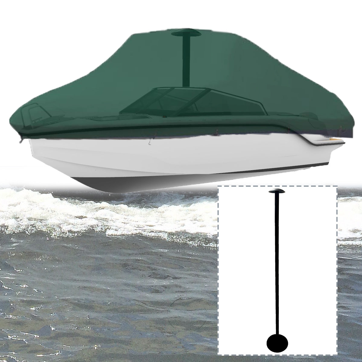 Boat Cover Support Pole, ABS PVC, Adjustable, 12"-54", Black