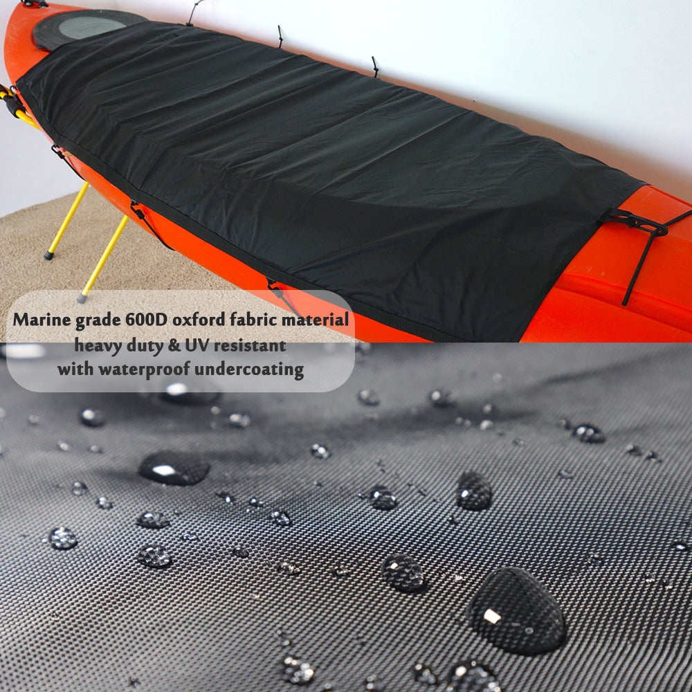 Kayak Cockpit Drape Cover with Hook Holes, 600D Heavy Duty Waterproof Spray Skirts Protector Case Water Sport Accessories