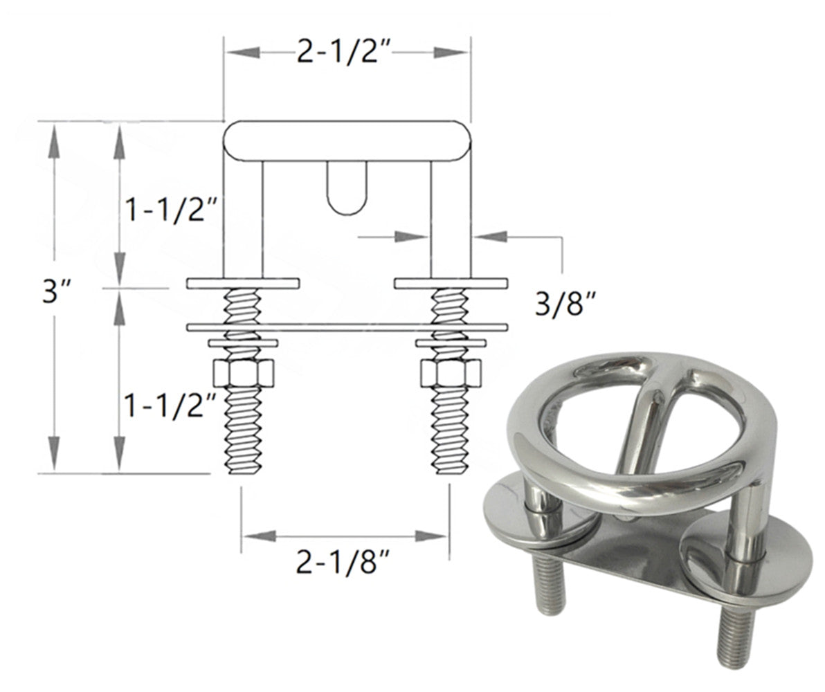 Boat Transom Mount Ski Tow Hook, Stainless Steel
