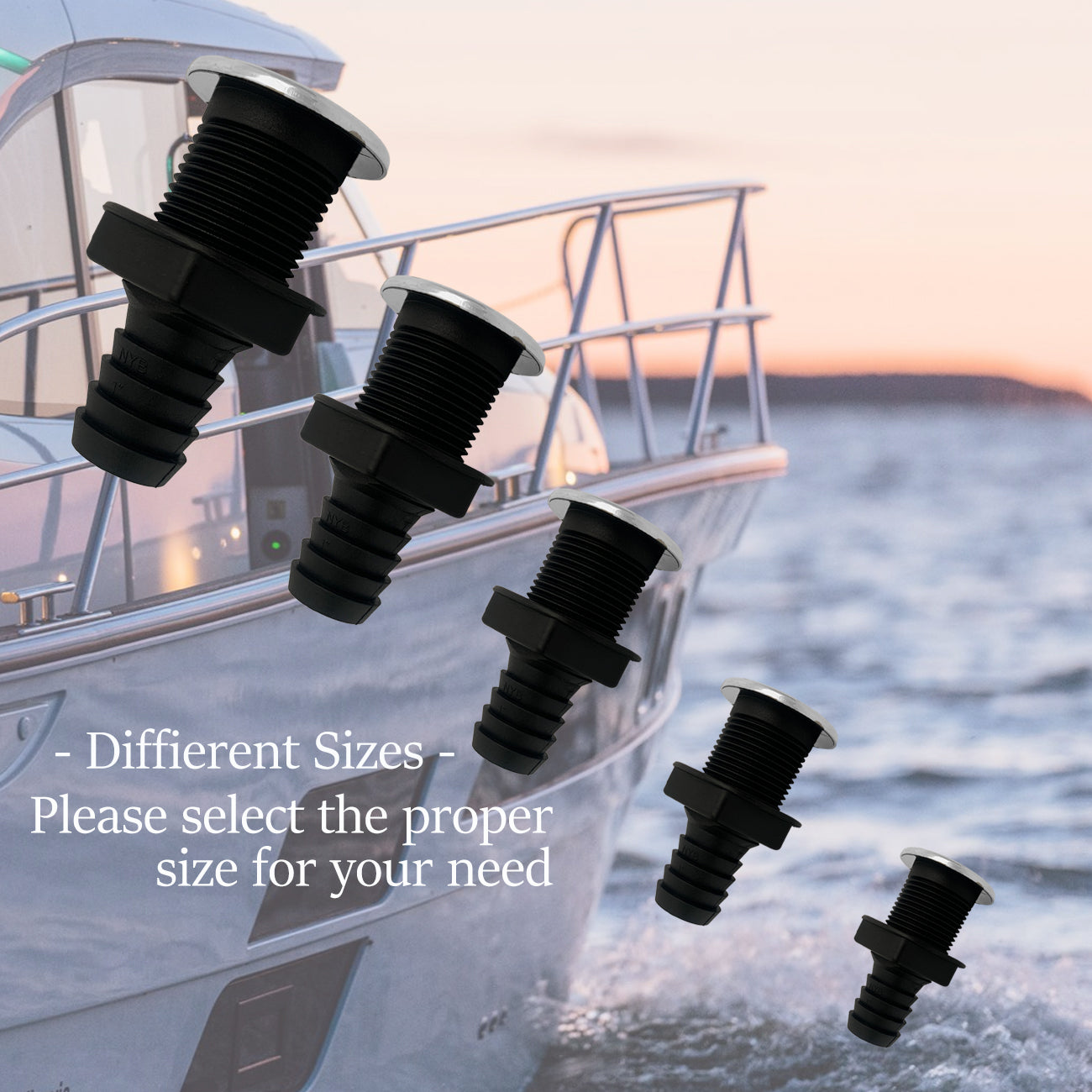 Boat Nylon Stainless Steel Thru-Hulls, Heavy Duty Scupper Drain